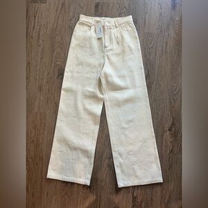 The Korner Wide Leg Textured Cream Pants Size M NWT